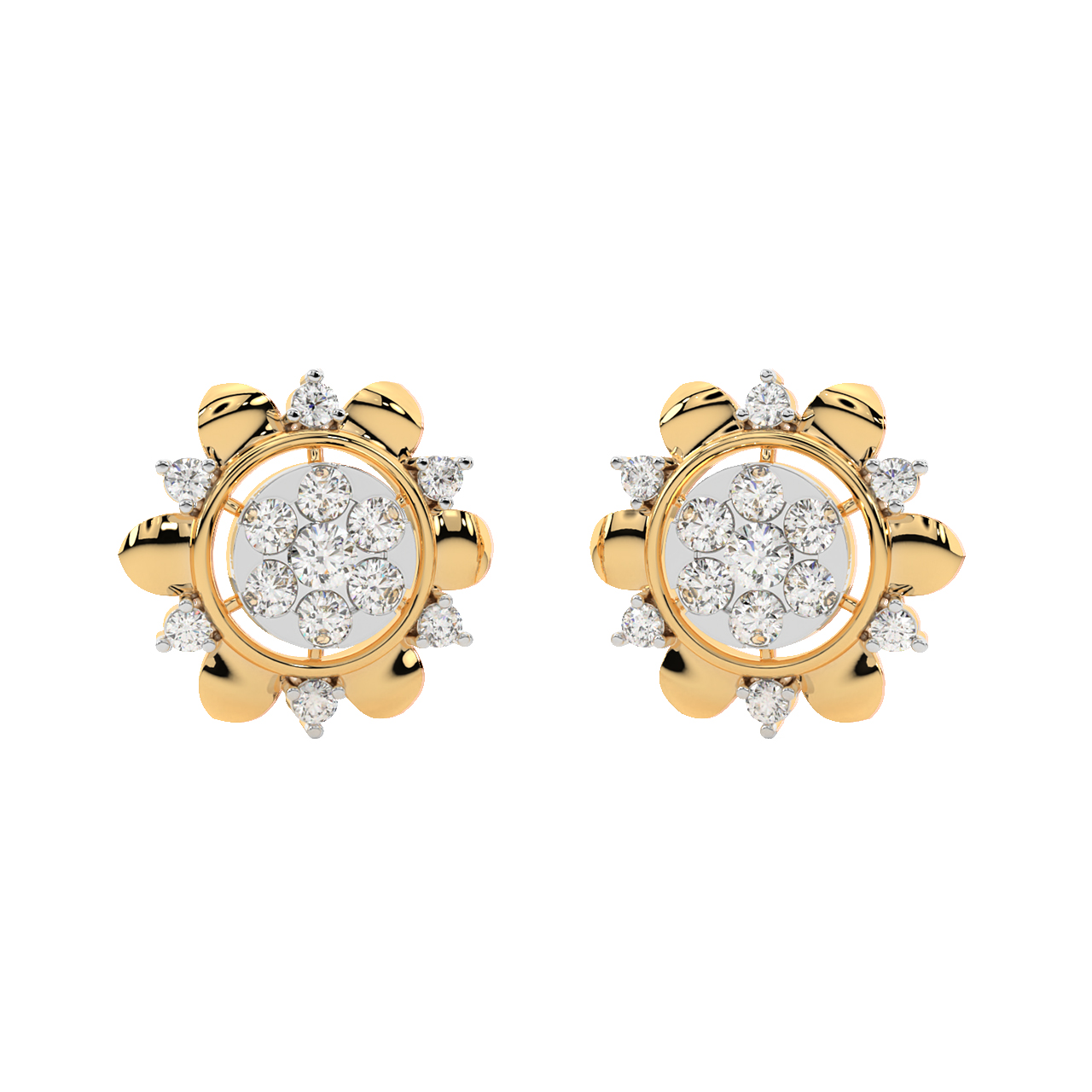 Rosy Round Diamond Stud Earrings